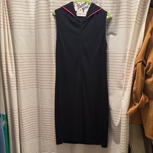 BCBG Black Midi Dress with Pink Accents